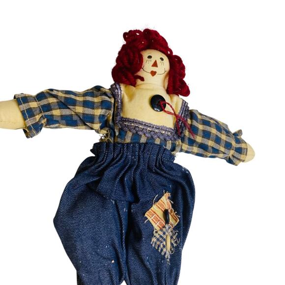 Vintage Handmade Raggedy Ann Rag Ornament Jean Denim 10 Inch - Picture 3 of 8